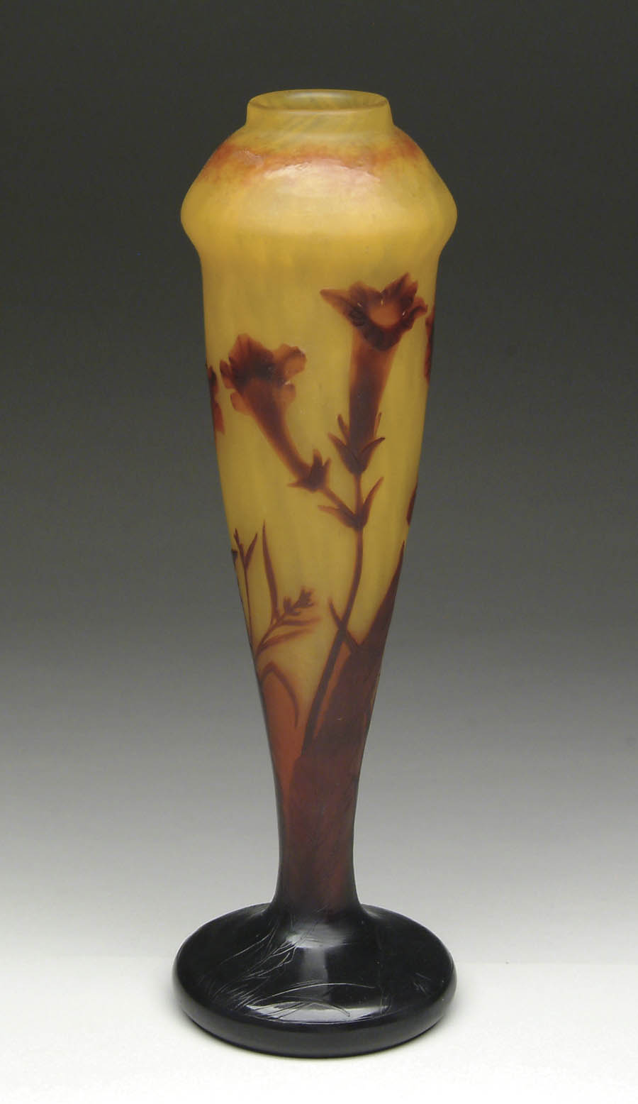 Appraisal: DAUM FRENCH CAMEO VASE Fine acid-etched and wheel-carved tobacco flower