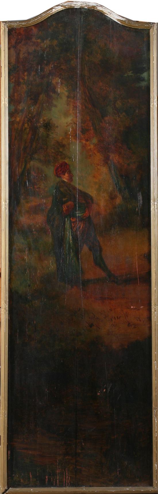 Appraisal: CONTINENTAL SCHOOL th century MAN IN FOREST oil on panel