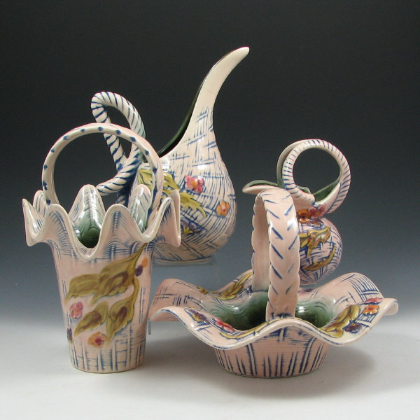 Appraisal: Hull Blossom Flite - Pitcher Baskets Jug Four Hull Blossom