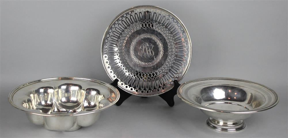 Appraisal: THREE PIECES OF AMERICAN SILVER TABLE WARES including a Whiting