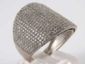 Appraisal: A French hallmarked carat white gold pave set diamond ring