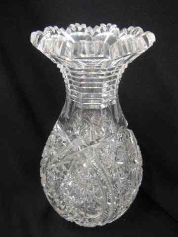 Appraisal: Brilliant Cut Glass Vase fancy starburst step cut neck ''