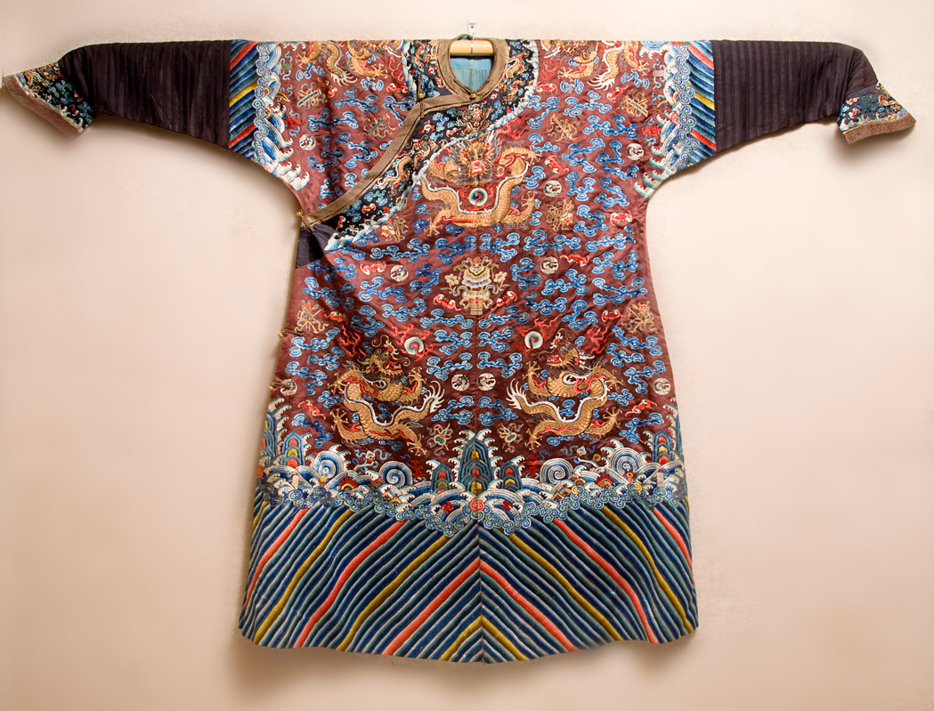 Appraisal: Chinese Silk Robe th Century Embroidered with dragons amid floral