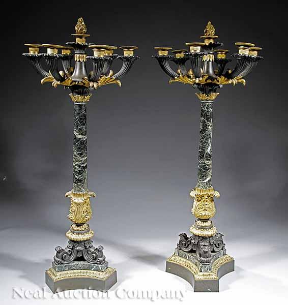 Appraisal: An Exceptional Pair of Monumental Neoclassical Patinated Gilt Bronze and