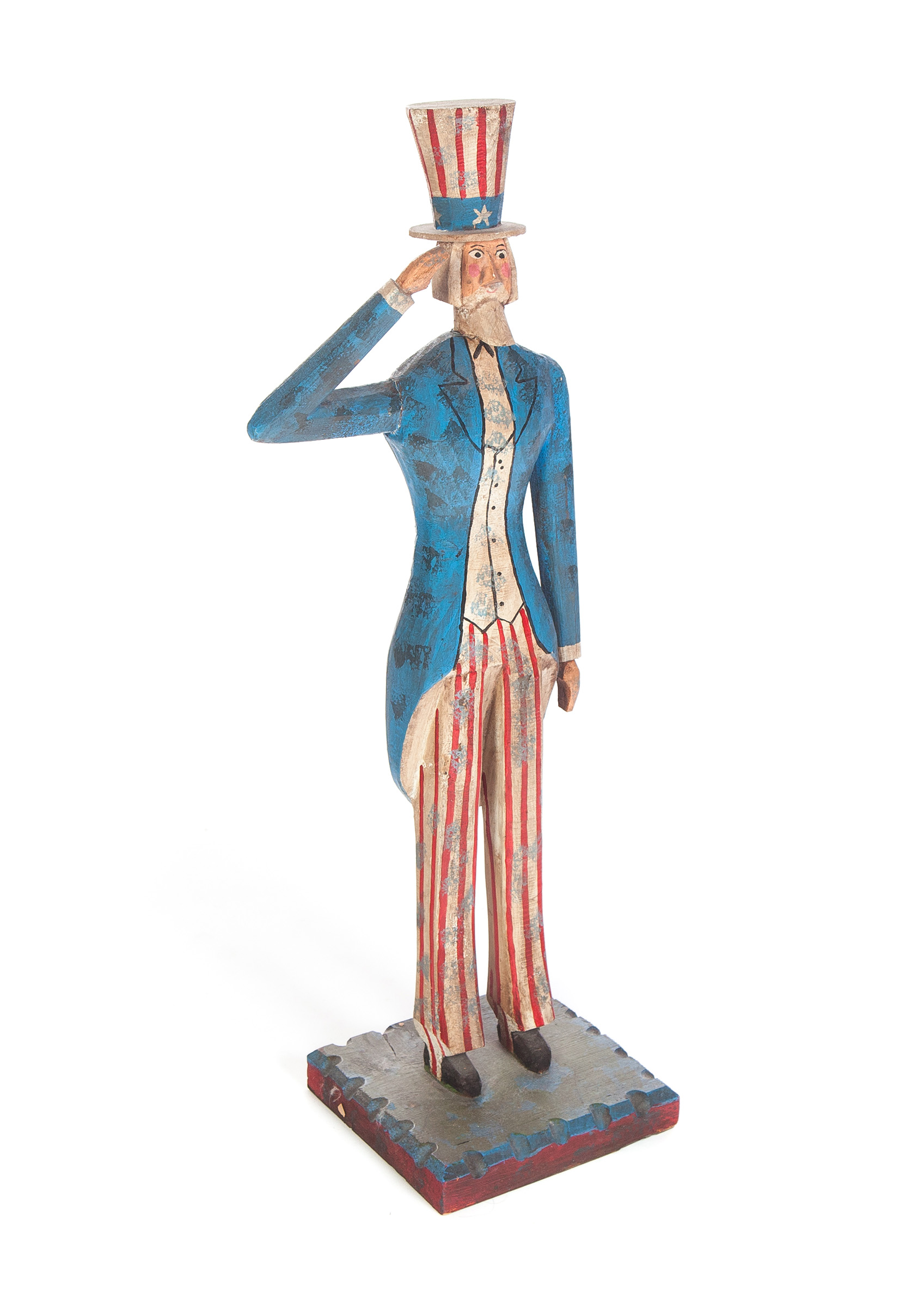 Appraisal: AMERICAN FOLK ART UNCLE SAM CARVING Second half- th century