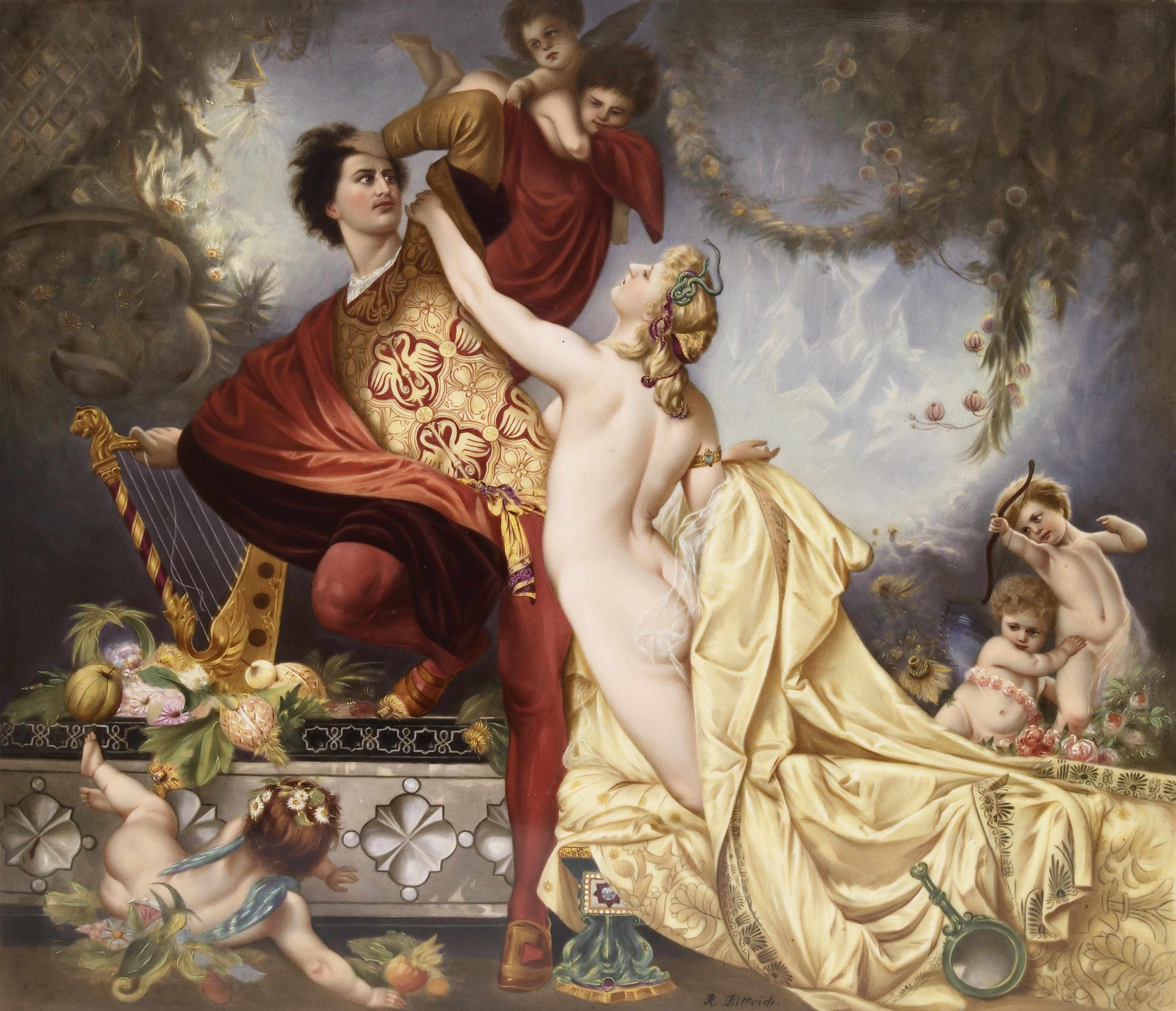 Appraisal: A Berlin K P M porcelain plaque Venus und Tannhuser