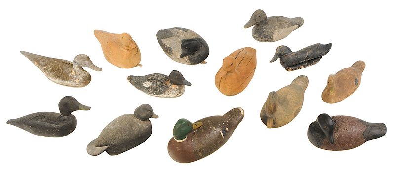 Appraisal: Assorted Duck Decoys American th century four preening decoys including