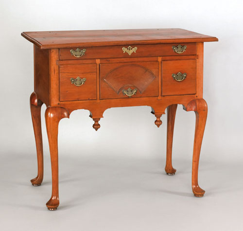 Appraisal: Connecticut Queen Anne cherry dressing table ca the rectangular top