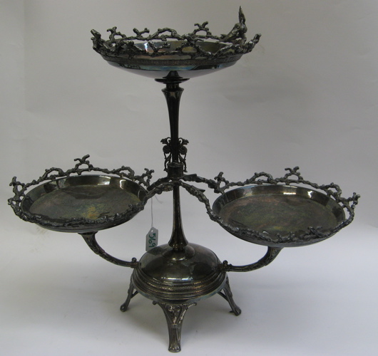 Appraisal: AMERICAN MERIDEN SILVER PLATED -TIER SERVER C The server with