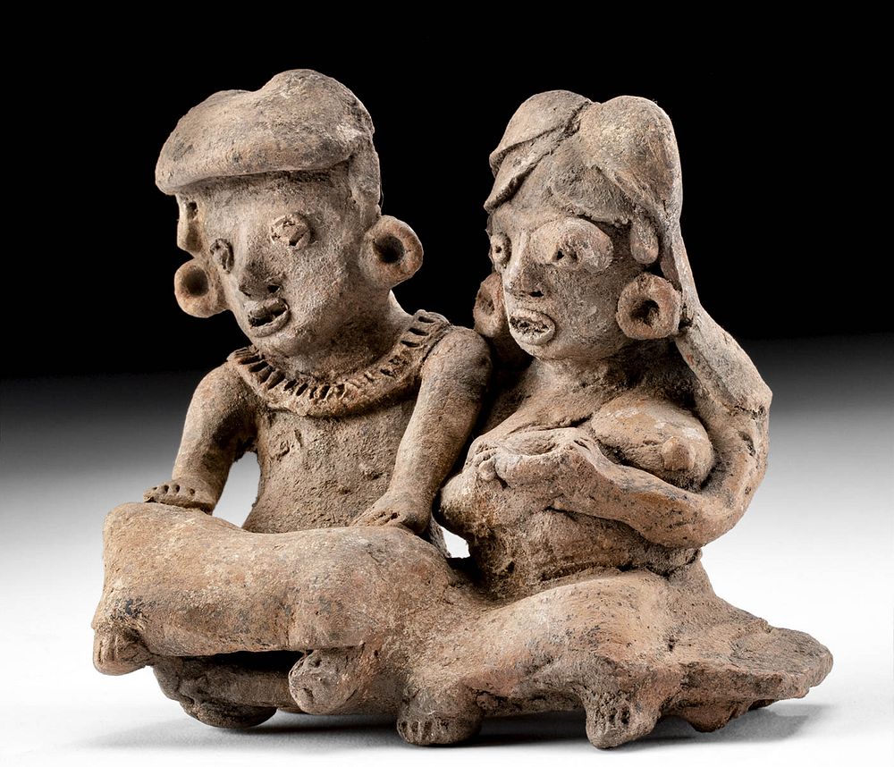 Appraisal: Michoacan Terracotta Couple w Expressive Faces Pre-Columbian Mexico Michoacan ca