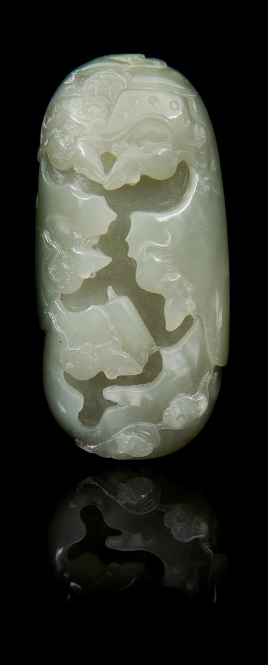 Appraisal: Sale Lot A Carved Jade Toggle the celadon stone of