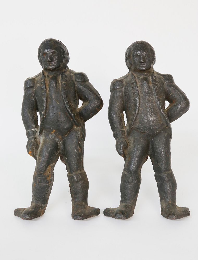 Appraisal: Pair of American Cast Iron George Washington Andirons Pair of