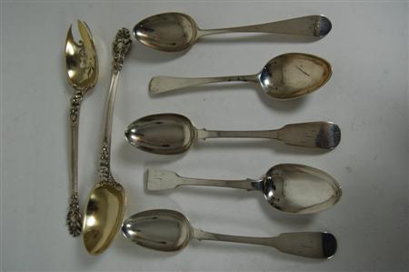 Appraisal: A pair of American serving spoon marked STERLING the shaped