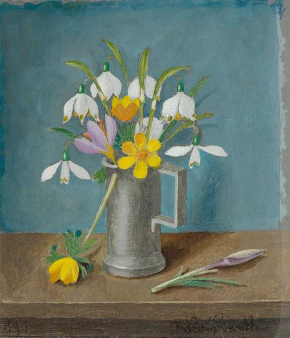 Appraisal: STOECKLIN NIKLAUS Basel Flowers in a pitcher Oil on canvas