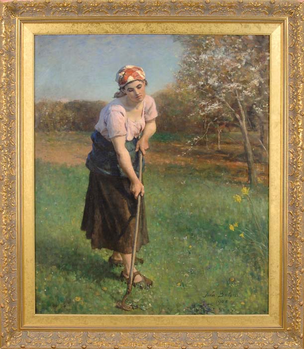 Appraisal: JULES BRETON French - PRINTEMPS Outstanding oil on canvas scene