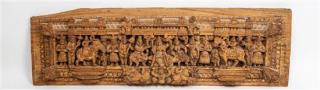 Appraisal: An Indian Carved Wood Panel Length inches An Indian Carved