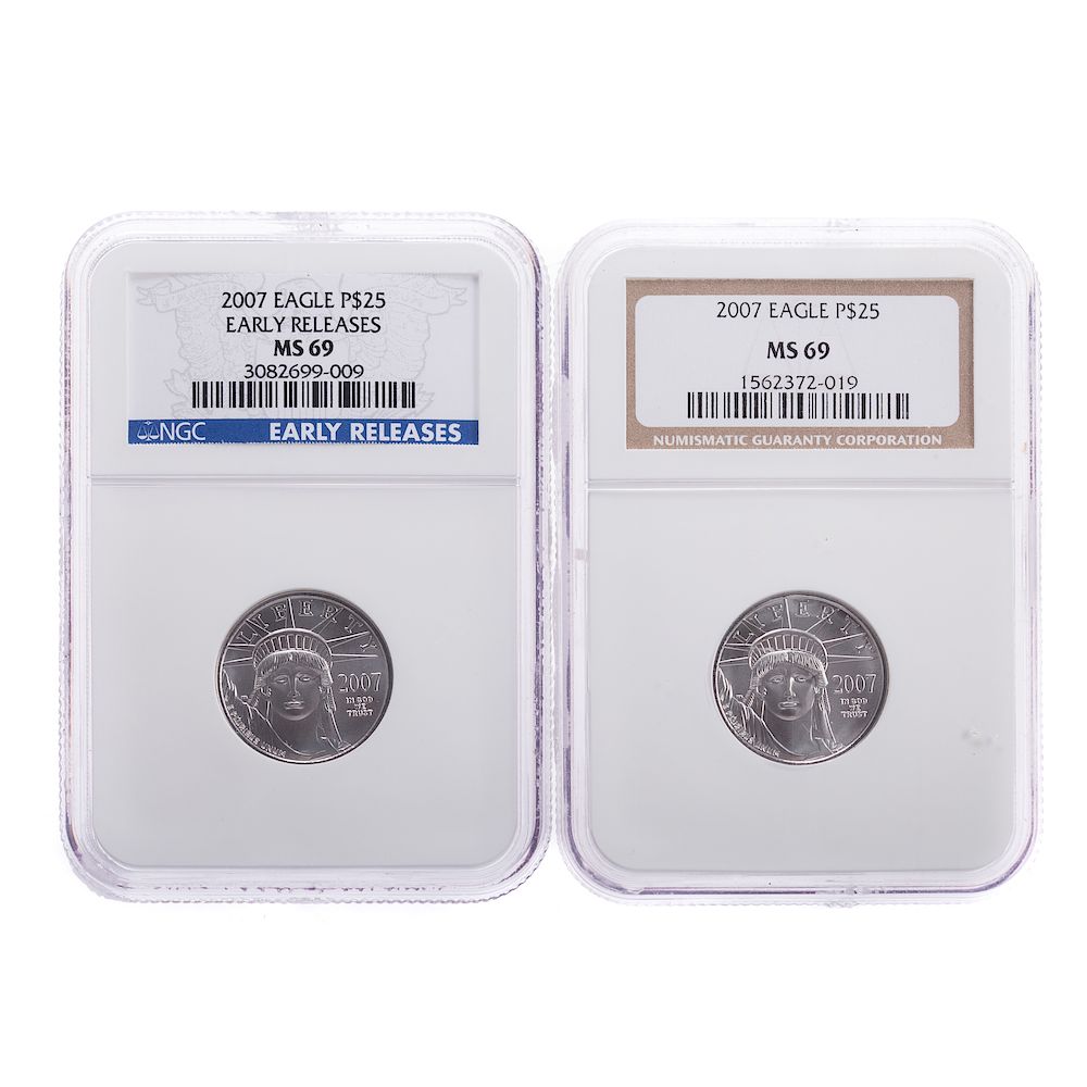 Appraisal: Pair of Oz Platinum NGC MS Nice pair one being