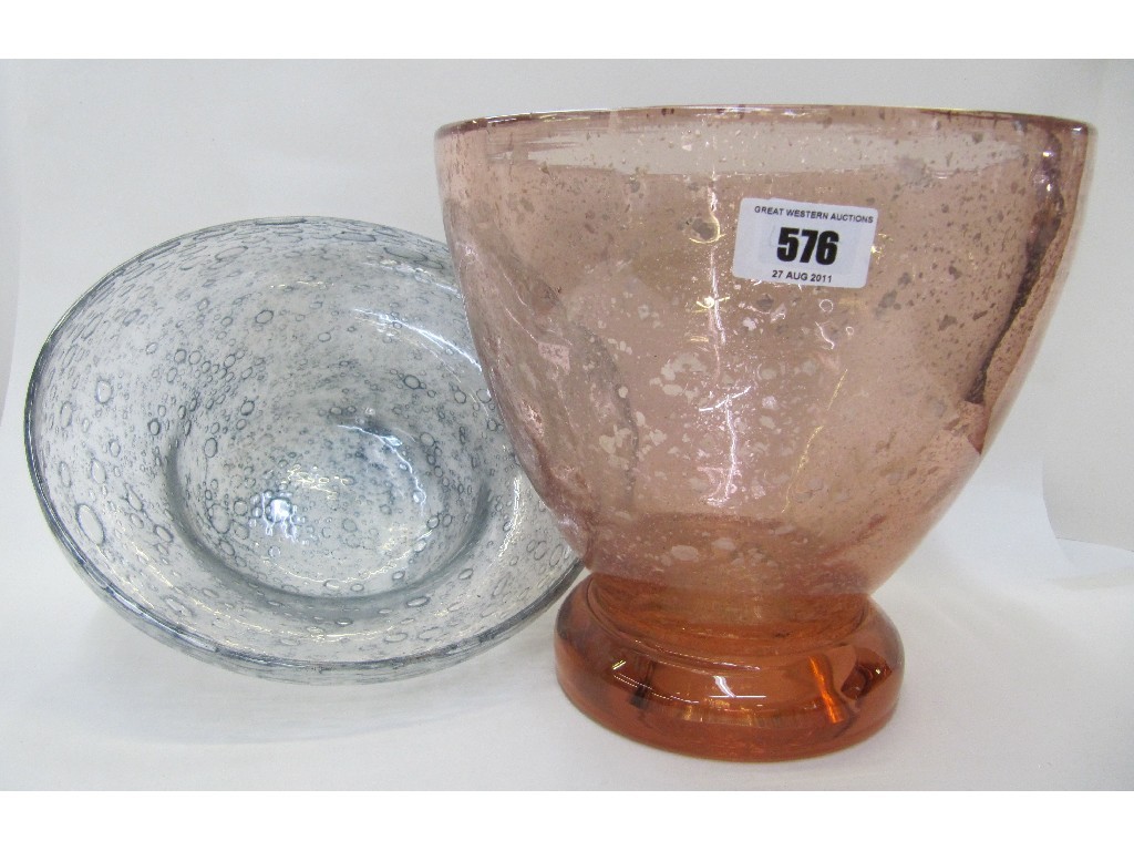 Appraisal: Pink glass vase with silver adventurine inclusions and a glass