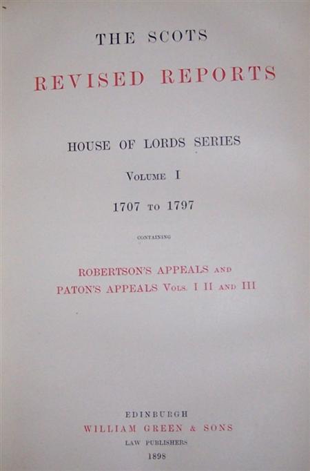 Appraisal: Reports The Scots revised reports House of Lord series -