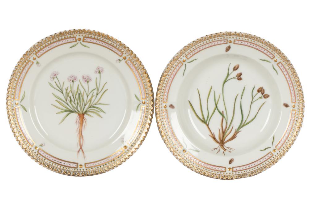 Appraisal: TWO ROYAL COPENHAGEN FLORA DANICA DISHESblue wave and green printed