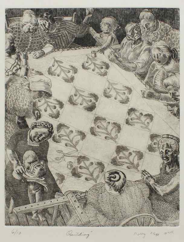 Appraisal: HILL Polly Knipp American - ''Quilting'' Etching sight size ''