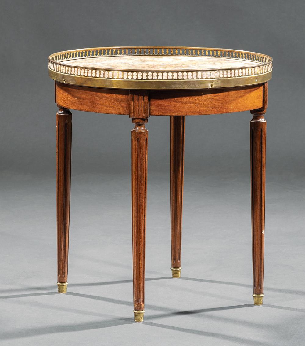 Appraisal: Antique Louis XVI-Style Mahogany Bouillotte Table late th c brass