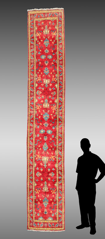 Appraisal: APPROX - YR OLD TURKISH HAND KNOTTED WOOL RUNNER '