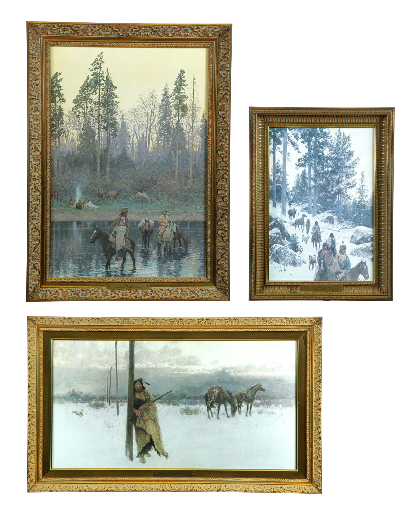 Appraisal: THREE FRAMED COLOR PRINTS AFTER HENRY FARNY AMERICAN - The