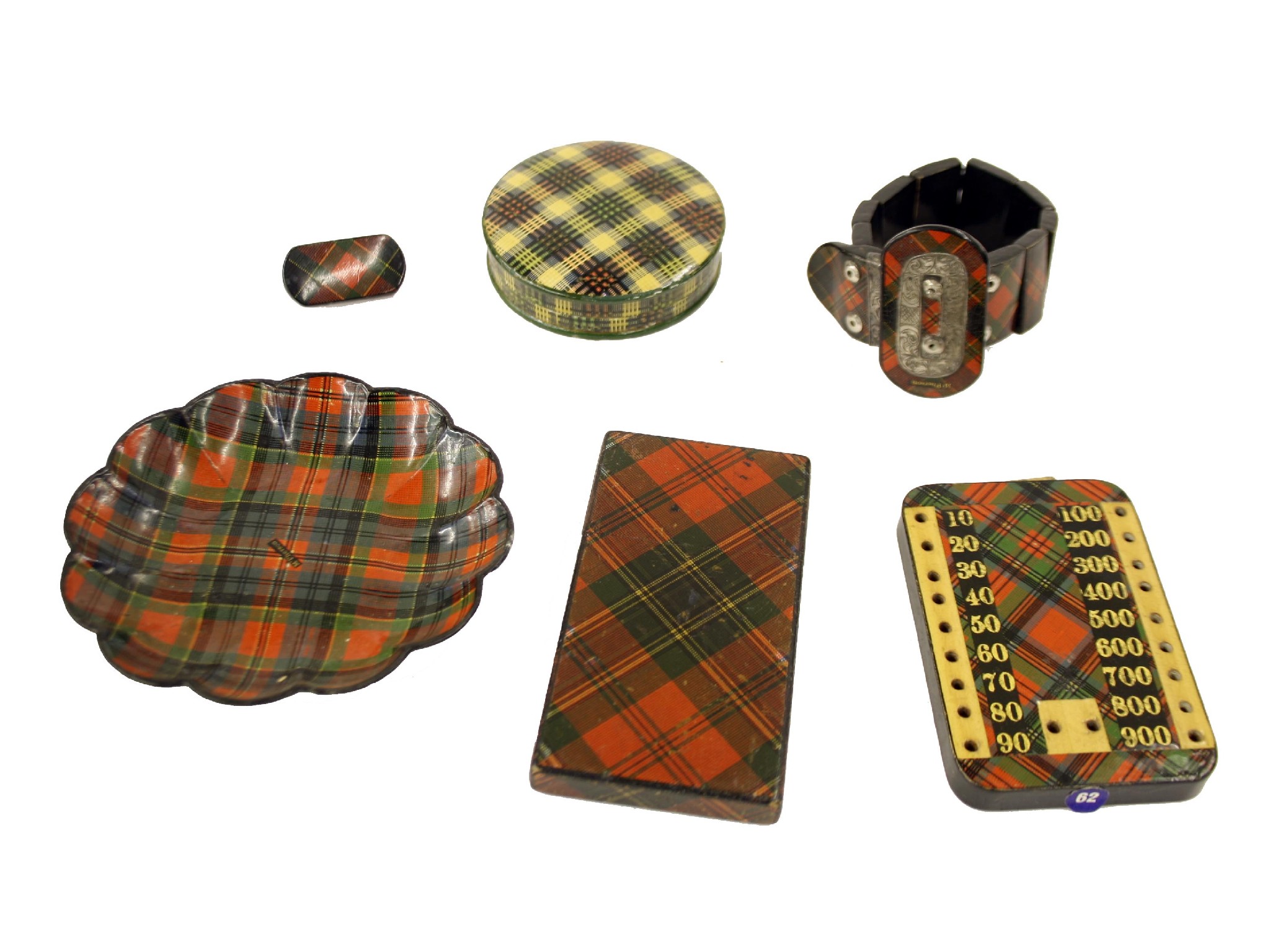 Appraisal: Tartan ware - card case x McPherson pattern bracelet brooch