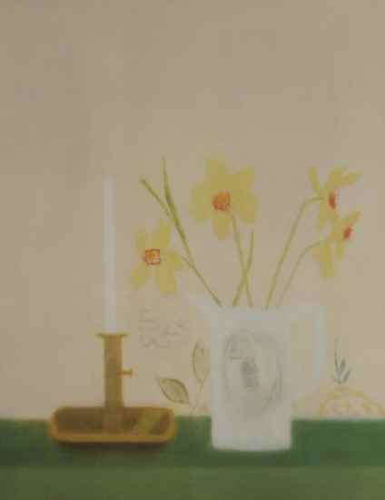 Appraisal: Craigie Aitchison - Daffodils and Candlesticks silkscreen printed in colours