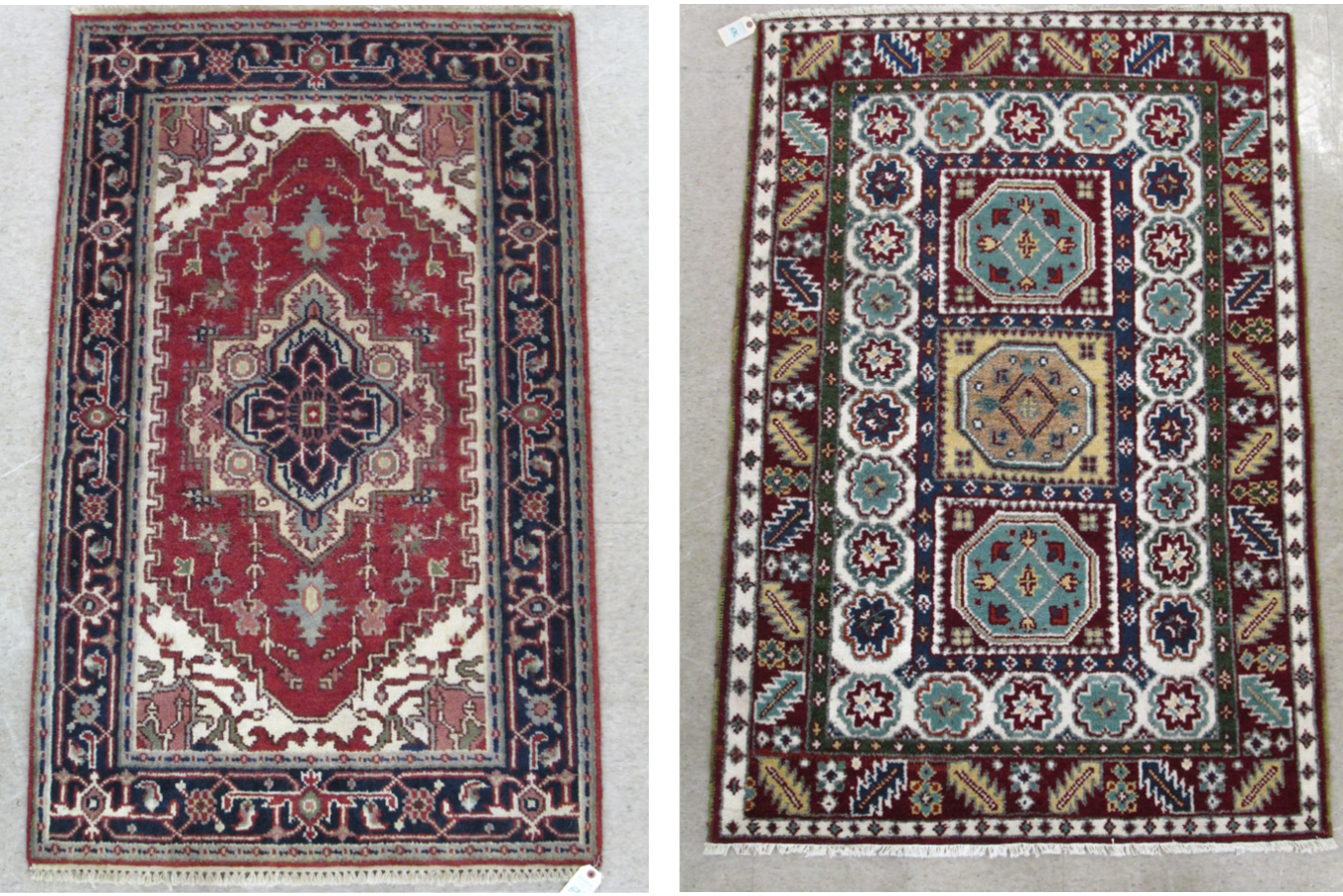 Appraisal: TWO HAND KNOTTED ORIENTAL AREA RUGS ' X ' Indo-Serapi