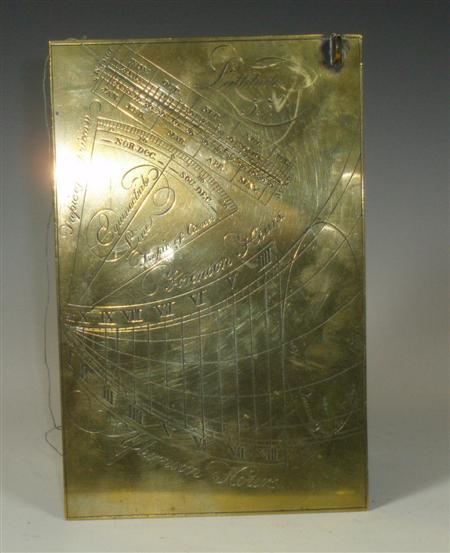 Appraisal: Scientific Interest An engraved brass sundial plate of rectangular form