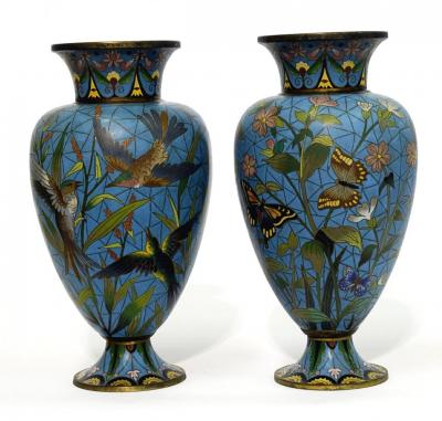 Appraisal: A PAIR OF ELKINGTON CO CLOISONNE VASES of ovoid form