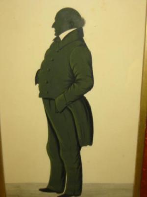 Appraisal: ENGLISH SCHOOL Silhouette Portrait of a Gentleman full length profile