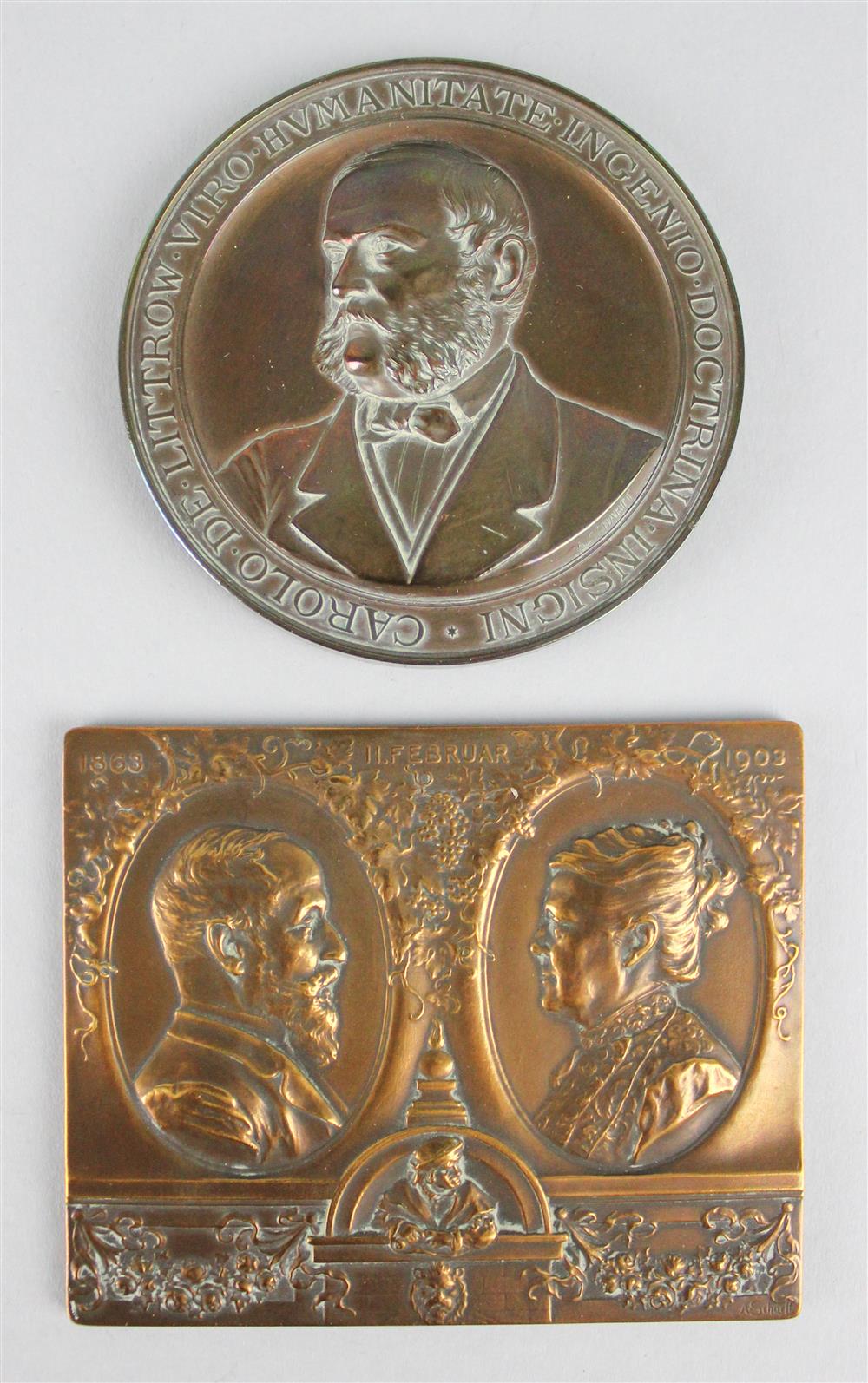 Appraisal: ANTON SCHARFF AUSTRIAN - TWO COMMEMORATIVE MEDALS CAROLO DE LITTROW