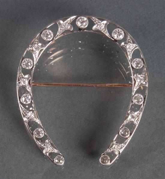 Appraisal: Diamond horse shoe-form brooch early th century diamonds set into