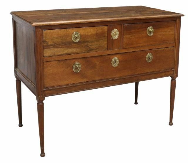 Appraisal: French Louis XVI style walnut commode late th c rectangular