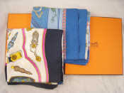 Appraisal: Two Hermes scarves one Jeux de Paille the other Qu'importe