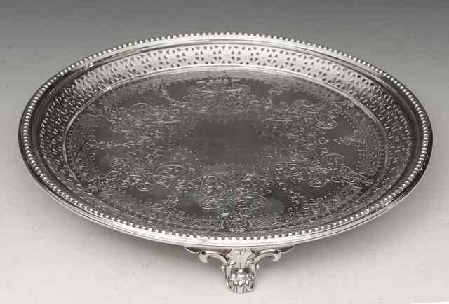 Appraisal: A LATE VICTORIAN SILVER WAITER with a beaded and pierced