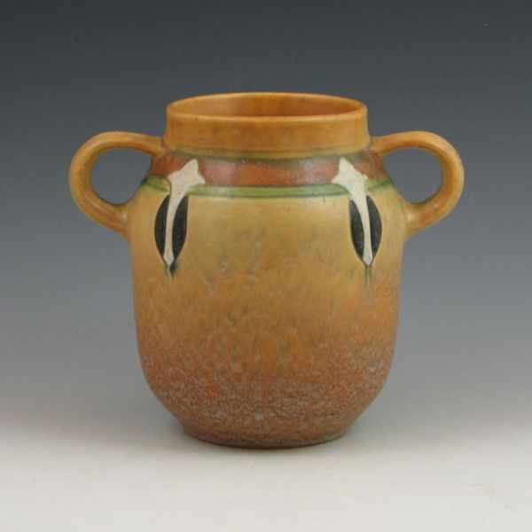 Appraisal: Roseville brown Montacello - '' vase with handles Marked in