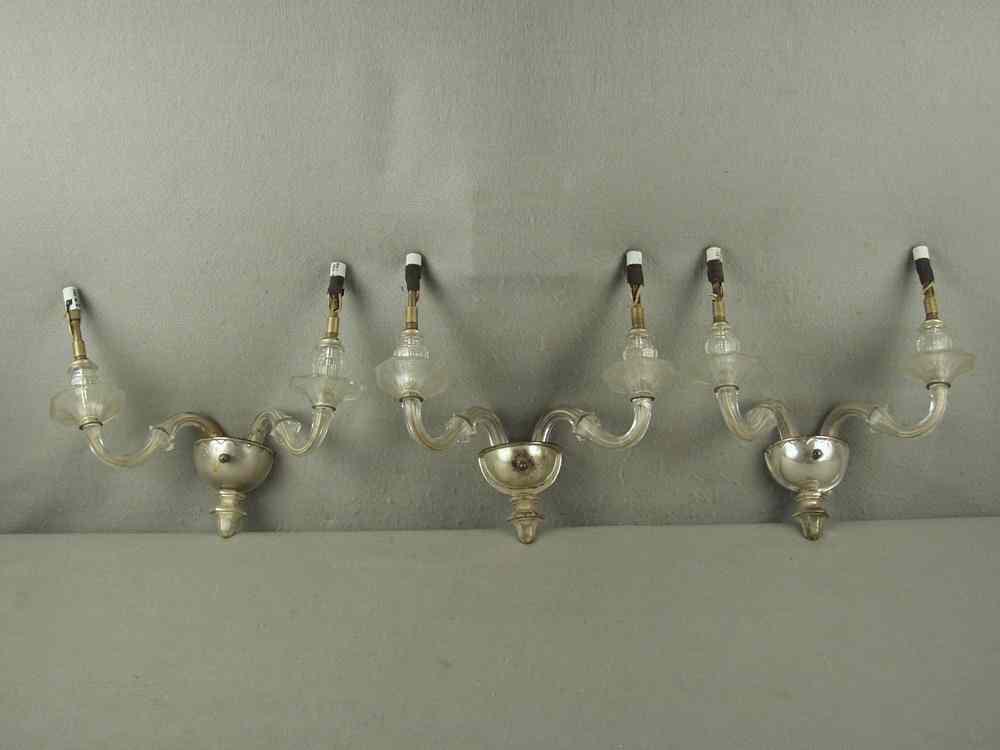 Appraisal: WALL SCONCES - Pair of circa double arm cut crystal