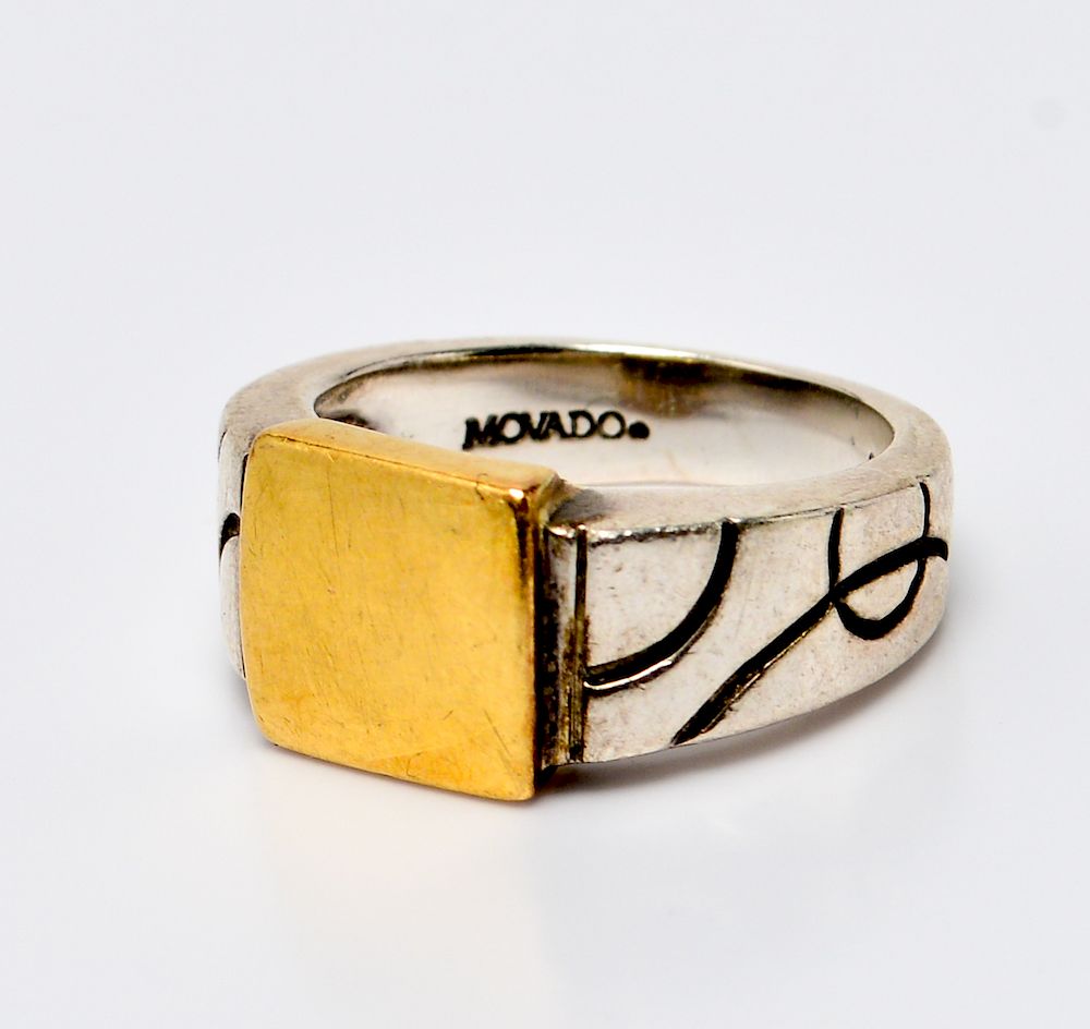 Appraisal: Movado K Yellow Gold Silver Signet Ring Movado signet ring