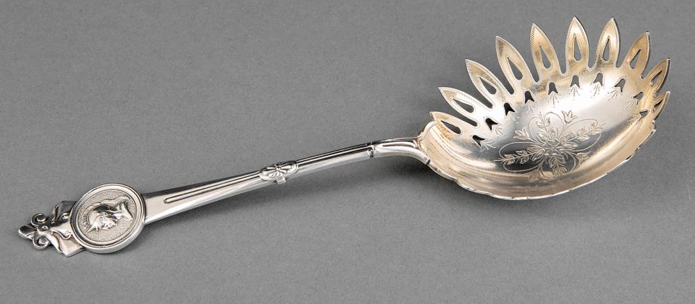 Appraisal: Gorham Medallion Pattern Sterling Silver Macaroni Server pat designed by