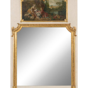 Appraisal: A French Painted and Parcel Gilt Trumeau Mirror th Century