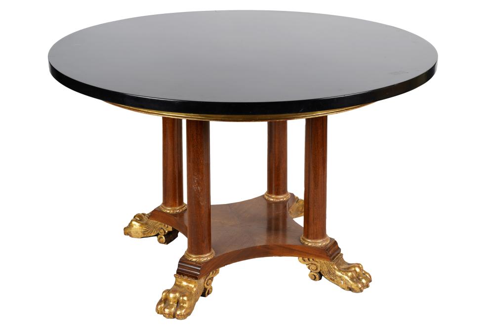 Appraisal: REGENCY SYLE FAUX MARBLE-TOP TABLEafter Condition areas of discoloration and