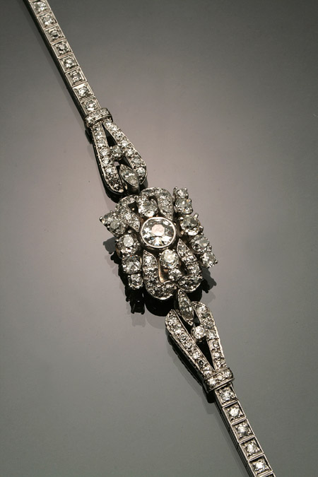 Appraisal: Art Deco Palladium and Diamond Cocktail Bracelet Circa - Set