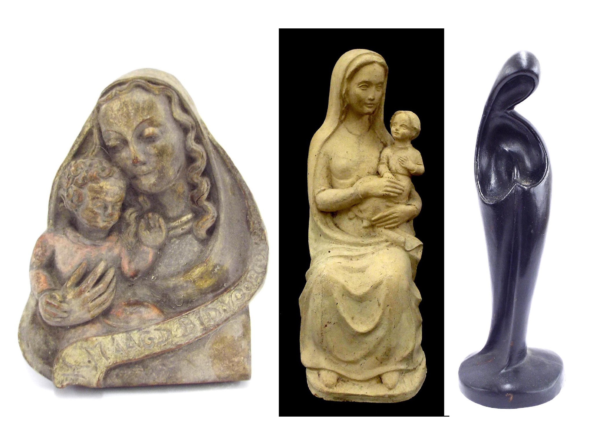 Appraisal: Religious interest - Continental terracotta plaque of Madonna and child