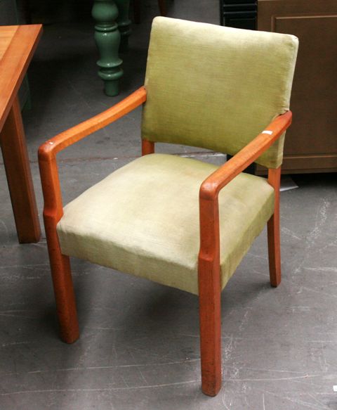 Appraisal: A pair of Art Deco satin birch and upholstered armchairs