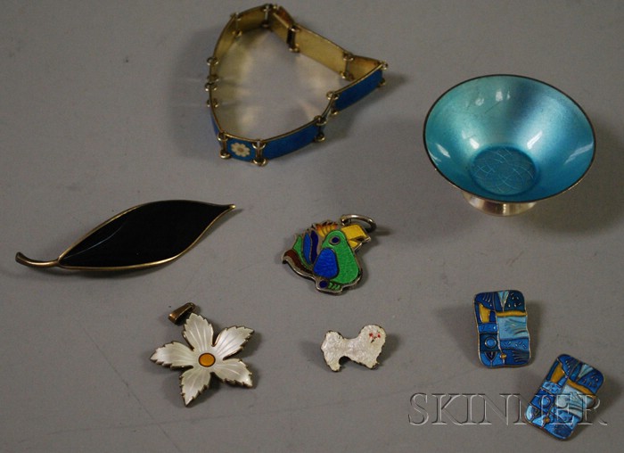 Appraisal: Small Group of Mostly Scandinavian Sterling Silver and Enamel Jewelry