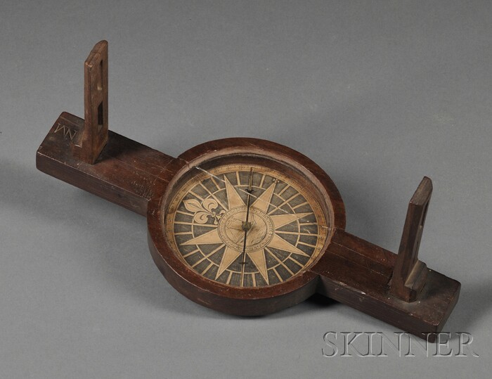 Appraisal: Walnut Surveyor's Compass by John Dupee Boston Massachusetts early th